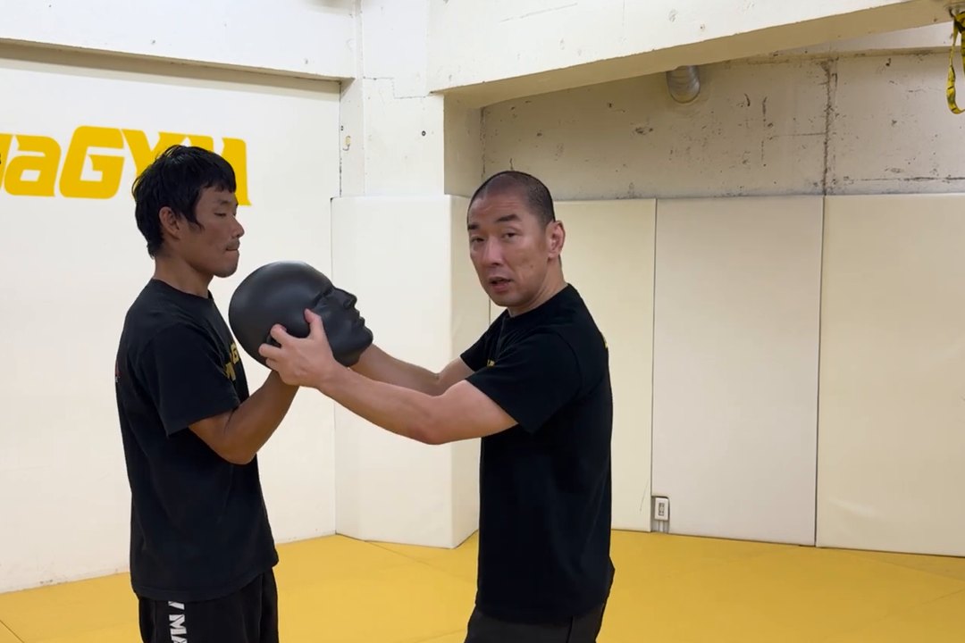 相手の髪の毛や耳を掴んで上に引き上げる
